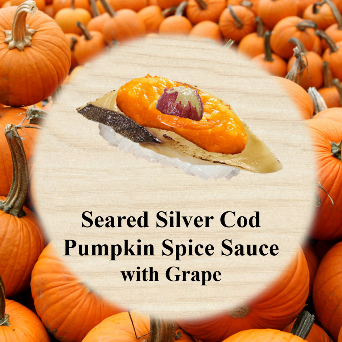 Tales of Fall: Chapter Three – Seared Silver Cod with Pumpkin Spice Sauce and Grape